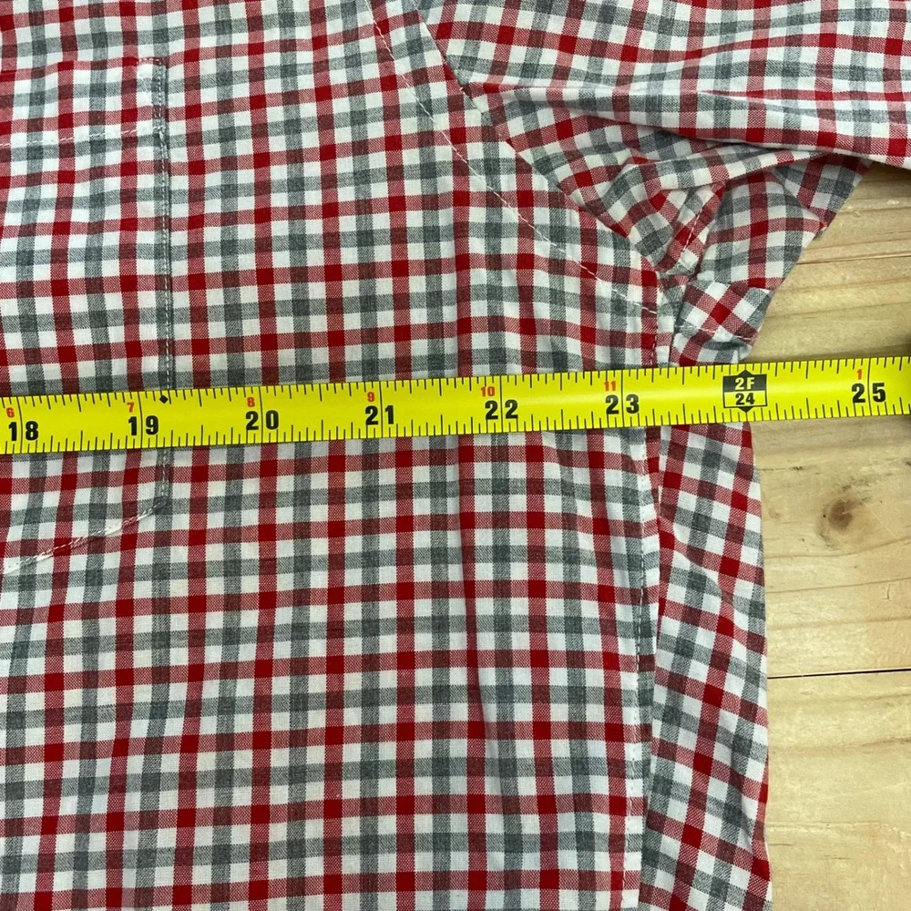 J. Crew Mens‎ Button Down Shirt Checkered Plaid Long Sleeve Red Gray L